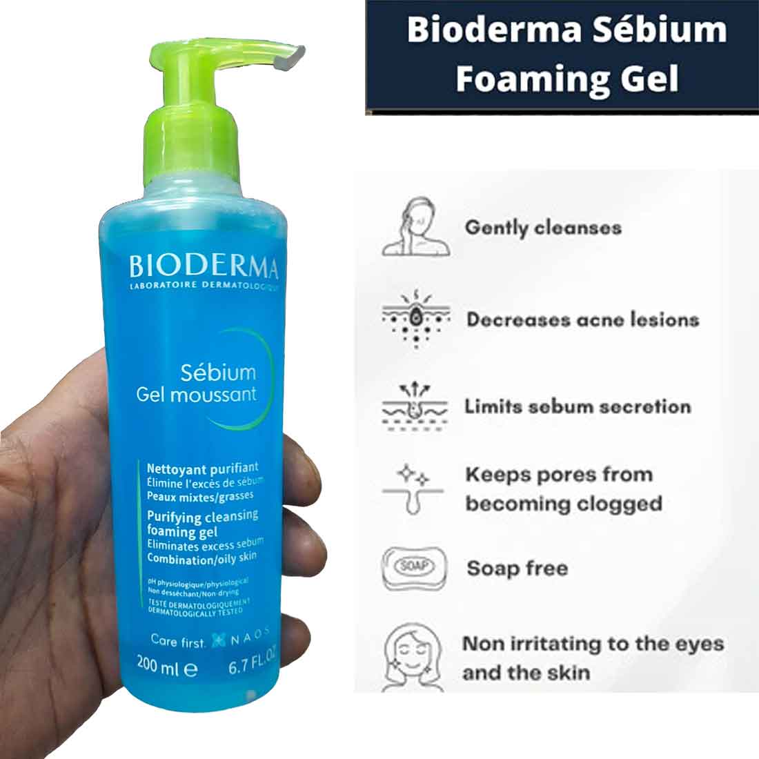 BIODERMA SEBIUM GEL MOUSSANT 200ML - Image 2