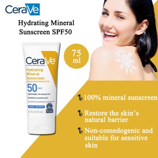 CERAVE HYDRATING MINERAL SUNSCEEN SPF50 75ML - Image 4