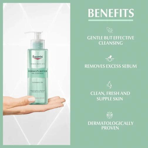 EUCERIN DERMO PURIFYER OIL CONTRO CLEANSING GEL 200ML - Image 2